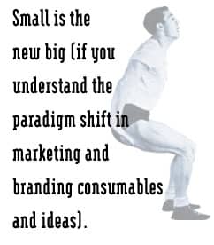 Small is the new big (if you understand the
paradigm shift in marketing and branding consumables and ideas).