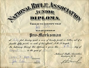 NRA Junior Pro-Marksman diploma