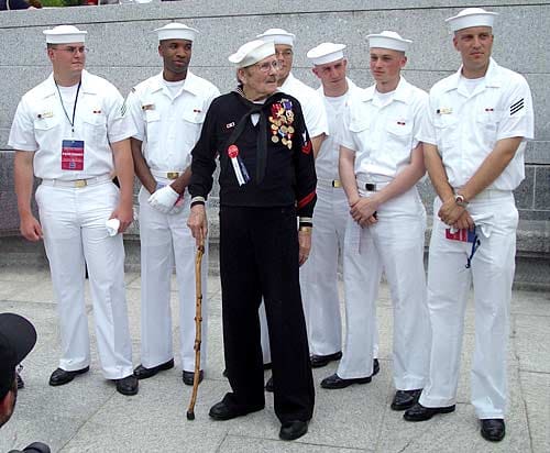 Sailors: vintage and contemporary at the WWII Memorial, Washington, DC