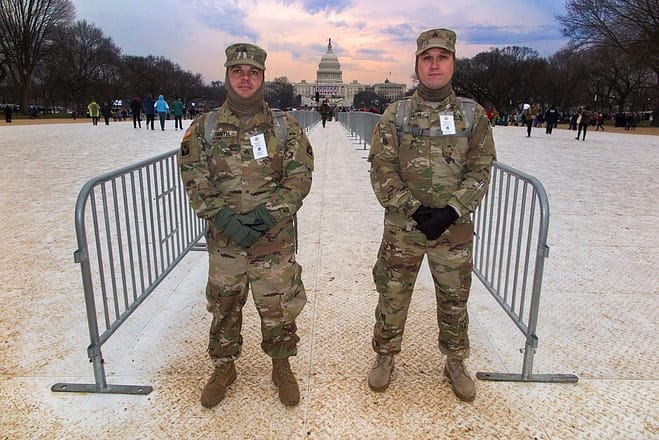Two Soldiers with US Capitol in the Background