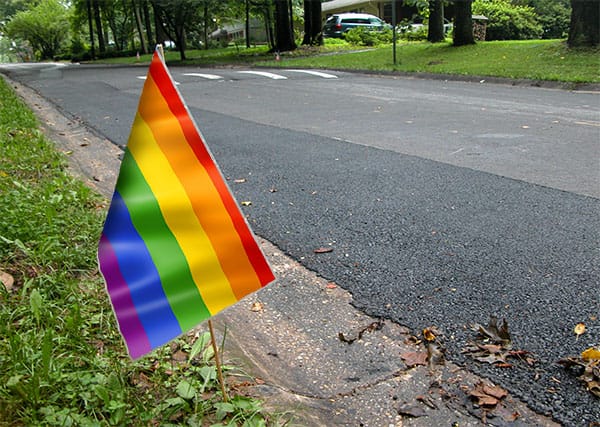 Rainbow Flag on lawn