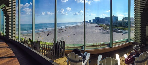 Atlantic City Beach from inside restaurant